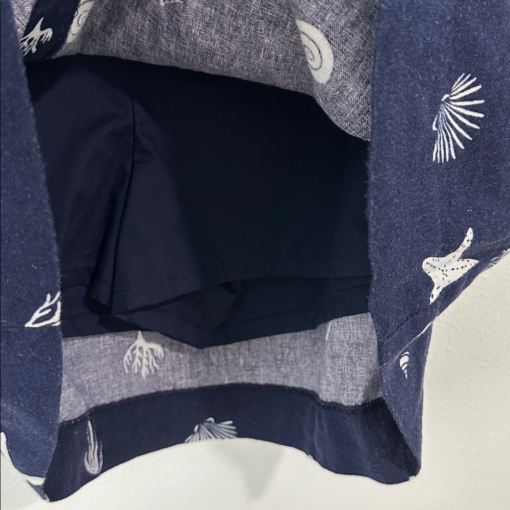 Navy blue linen-blend skort - Picture 6 of 8